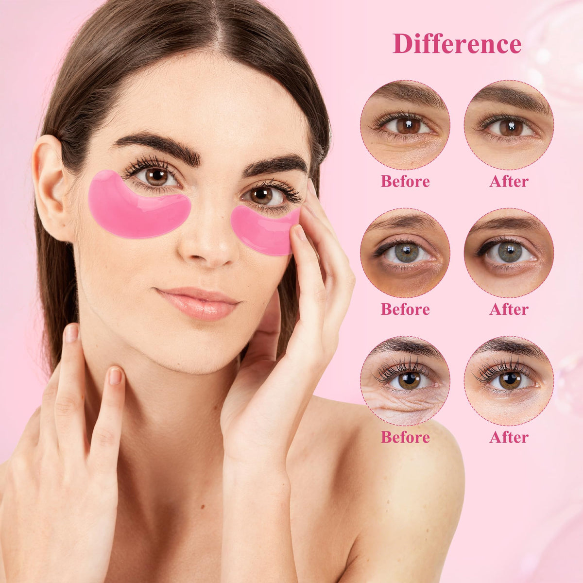 Rose Collagen Under Eye Patches - 30 Pairs - Brightening Eye Mask for Dark Circles, Puffy Eyes & Fine Lines