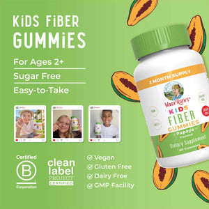 MARYRUTH'S Fiber Gummies for Kids - 2 Month Supply - Sugar Free - Soluble Fiber Supplement - Gut Health & Digestion Support