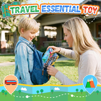 Magnetic Tiles - Road Set, City Race Track Travel Building Blocks with 2 Cars & Metal Box, Mini Magnet Tiles Outdoor Construction Toys for Boys, STEM Sensory Gifts for Toddlers 3-5 4-8 Years Old