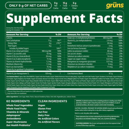 Adult Greens Gummies & Daily Multivitamin, Prebiotic Fiber, 10 ct