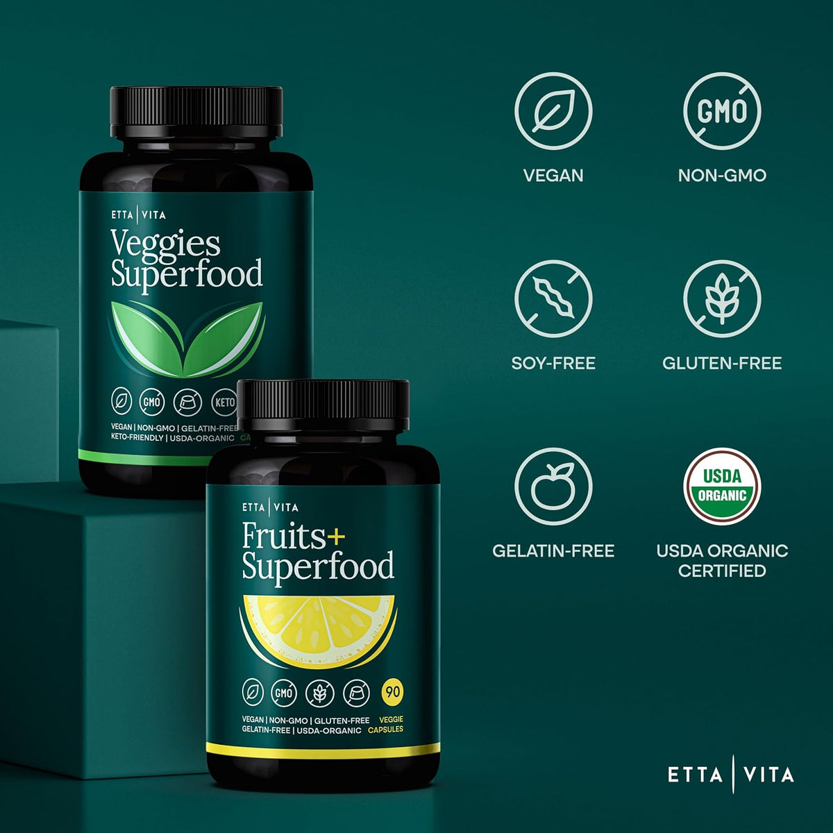 USDA Organic Fruits and Veggies Supplement, 31 Whole Foods, 180 Vegan Ct - Food berry & greens supplements blend for energy, immune & digestive support, vegan, non-GMO, gluten free, third-party tested