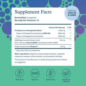 Youtheory Ashwagandha + GABA - Adaptogenic Blend with Organic KSM-66 & Ginger - Supports Energy Levels