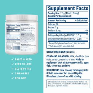 NativePath Fortigel & Verisol Joint Health Collagen Peptides Powder – Type 1 & 3, Grass-Fed Unflavored, 30 Servings
