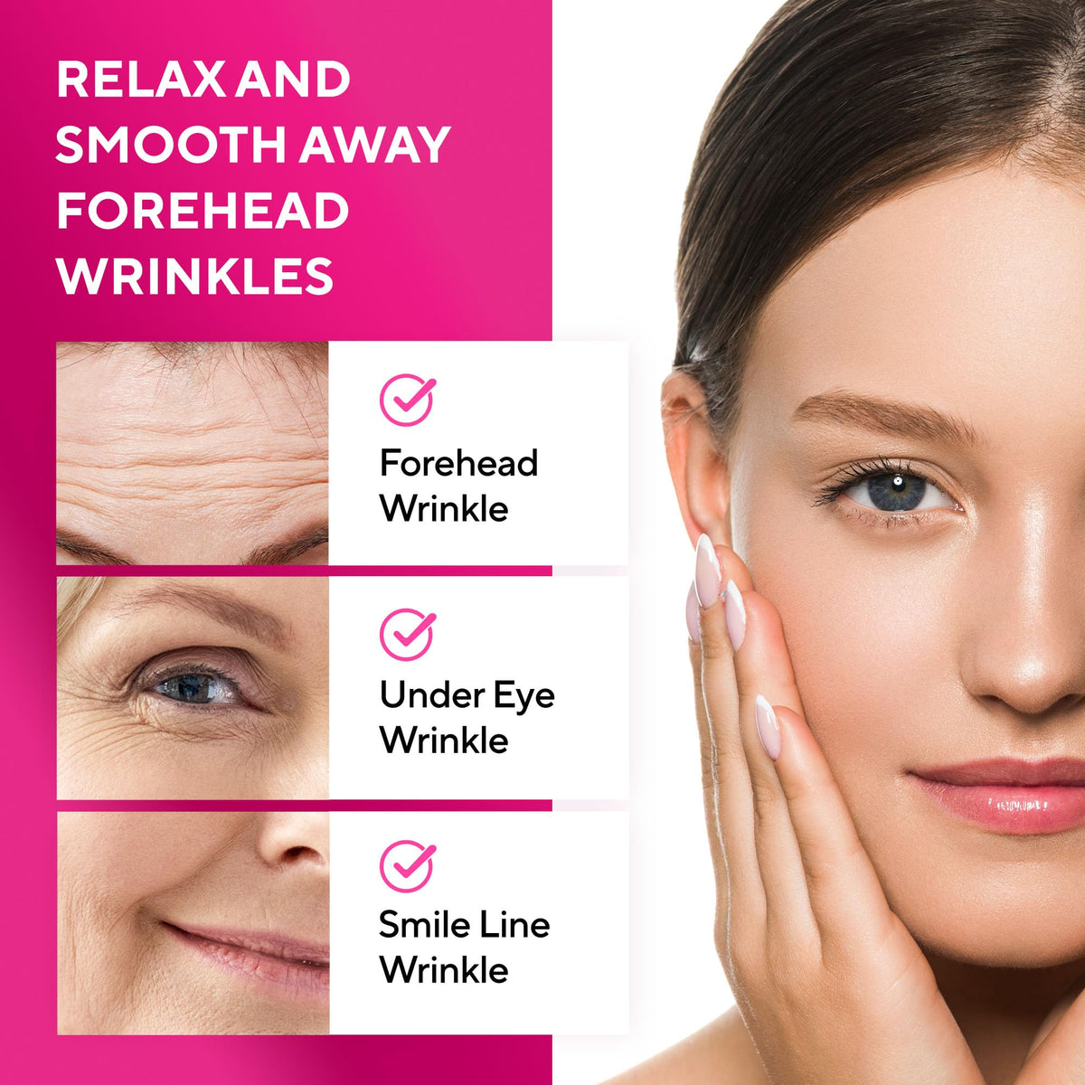 Reusable Silicone Face & Forehead Wrinkle Patches - 5 Pieces (1 Pack)