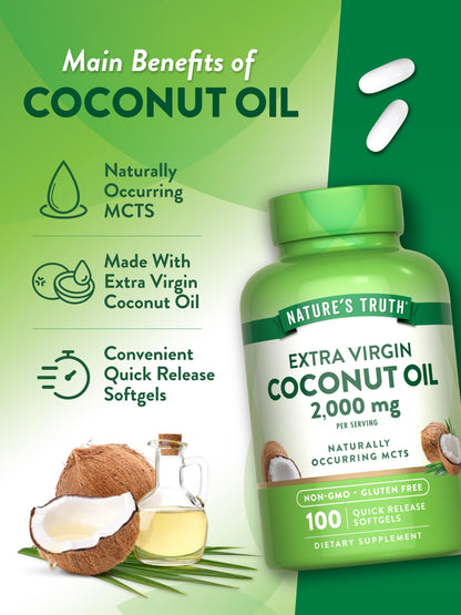Nature's Truth Coconut Oil Supplement | 100 Softgels