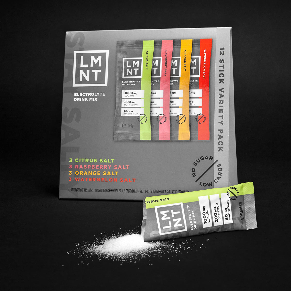 LMNT Zero-Sugar Electrolytes - Variety Pack Bundle - Hydration Powder Packets