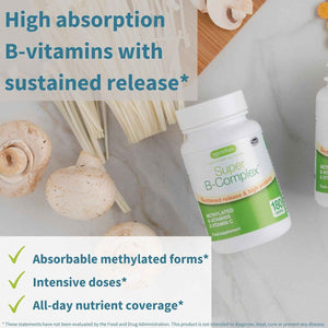 Super B-Complex 180 Tablets & High Absorption Omega-3 Wild Fish Oil 1360mg Bundle, Methylated Sustained Release B Complex and 1000mg EPA & DHA with Astaxanthin, by Igennus