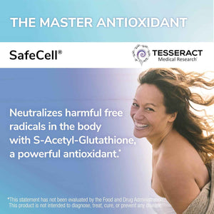 Tesseract SafeCell S-Acetyl Glutathione Supplement, 300mg, Healthy Aging, Cellular Support, Powerful Antioxidant; Hypoallergenic, Vegan, Patented Delivery; Bioavailability; 60 Vegetarian Capsules