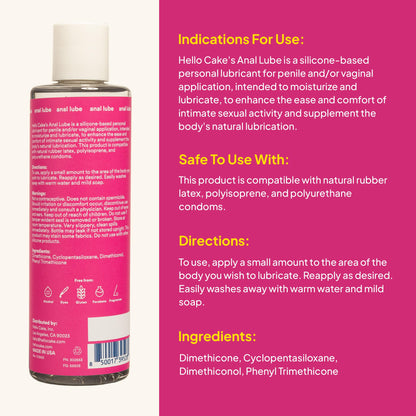 Hello Cake Anal Lube - Silicone-Based Personal Lubricant, 8 fl oz