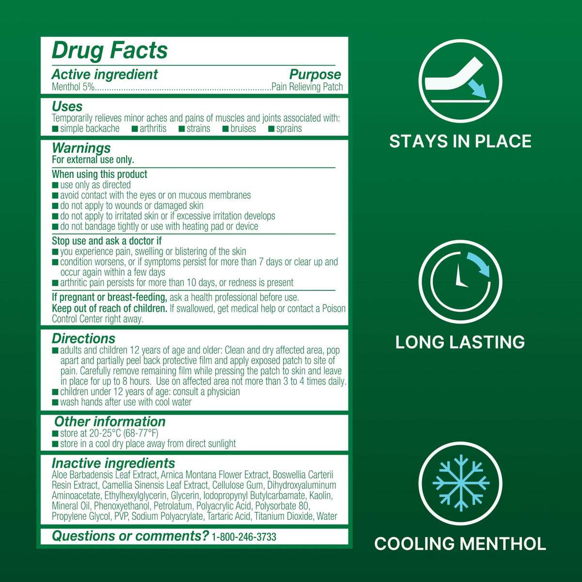 Biofreeze Pain Relief Patch, Large, 5 Patches