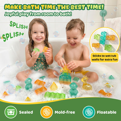 52PCS Sensory Soft Building Blocks for Toddlers, Squishy Stacking Toy