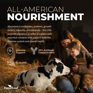 ForestLeaf Colostrum Powder 50% IgG Highest Pure Concentration, Grass Fed Colostrum Supplement for Gut Health, Immune Support and Muscle Recovery, Bovine Colostrum for Humans, Unflavored, 45 Servings ForestLeafBuy Supplements Australia