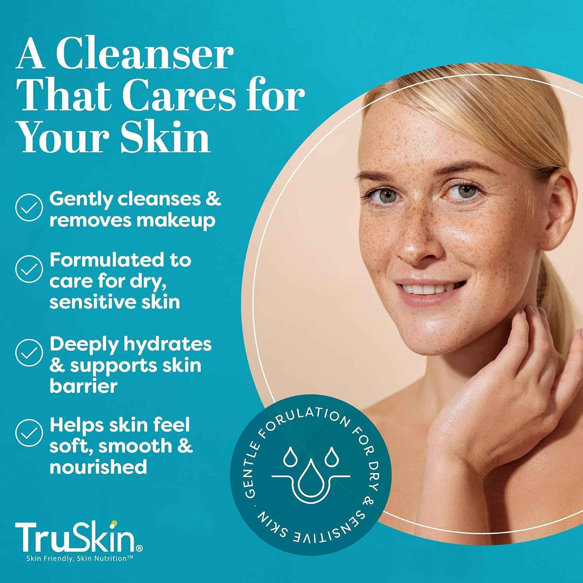 TruSkin Soothing Cleansing Milk with Rice & Oat Milk, 5 fl oz - With Hyaluronic Acid to gently remove makeup, cleanse and hydrate sensitive skin without stripping moisture