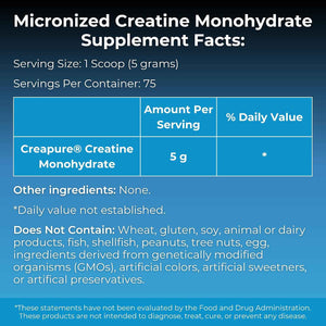 MYOXCIENCE Micronized Creavitalis Creatine - The World’s Purest Micronized Form of Creatine Monohydrate - Supports Muscle Performance, Lean Body Mass, & Cognition - 75 Servings