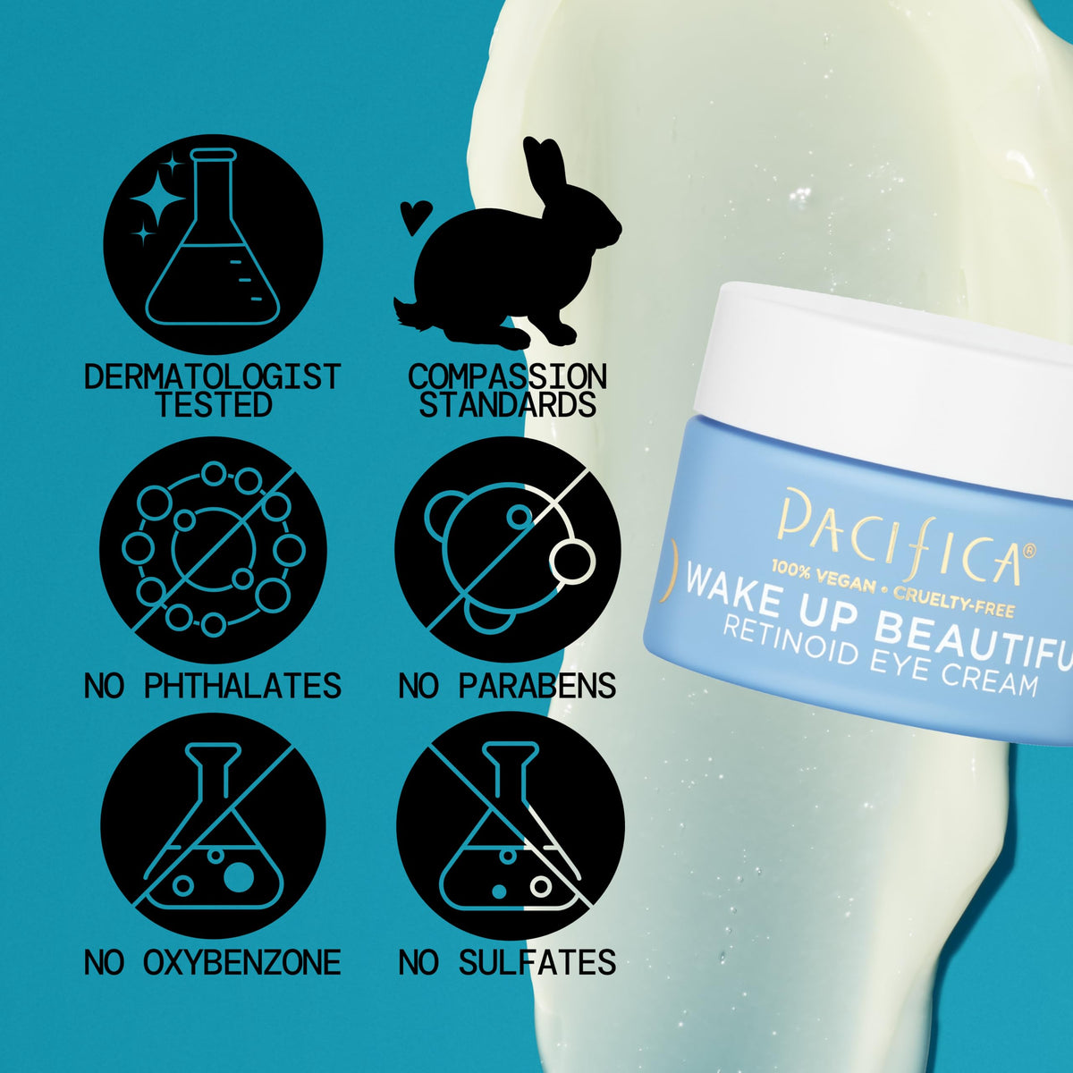 Pacifica Wake Up Beautiful Retinoid Eye Cream - Anti-Aging Night Treatment with Melatonin & Mushrooms for Dark Circles (0.5 fl. oz)