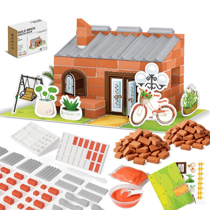 ROHSCE House Building Set for Kids 4+, Mini Brick Construction Kit with Mortar, STEM Architecture Blocks, Reusable DIY Projects, Creative Birthday Gift