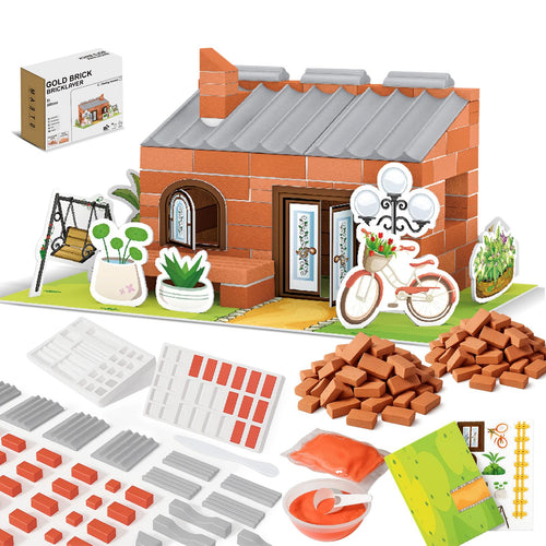 ROHSCE House Building Set for Kids 4+, Mini Brick Construction Kit with Mortar, STEM Architecture Blocks, Reusable DIY Projects, Creative Birthday Gift