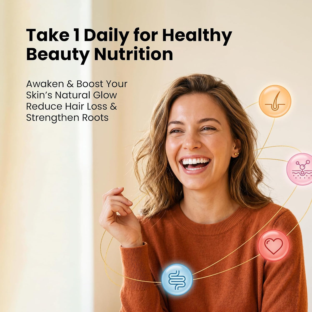 Collagen Peptides & Hyaluronic Acid Supplement with Vitamins A, C, E, B6, Biotin, Zinc & Selenium - Skin Hydration, Hair Growth & Nail Strength Complex for Women & Men