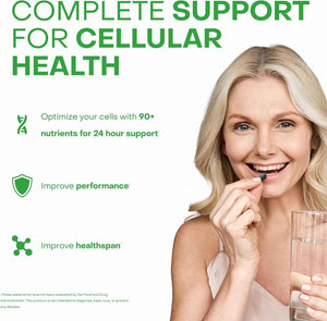 HealhtyCell AM/PM Healthspan System - 60 AM Tablets & 60 PM Tablets - 90+ Vitamins, Minerals, Protective Phytonutrients, Probiotics & Enzymes for Advanced Cellular Nutrition