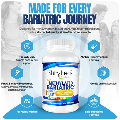 Shiny Leaf Bariatric Multivitamin Without Iron, Methylated B12, 90 Count