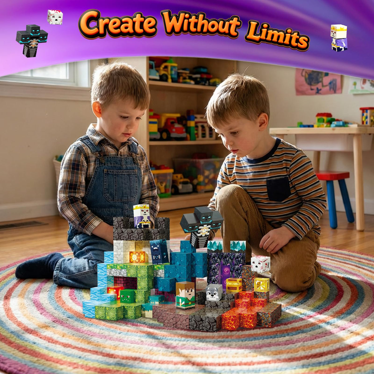Laoren Magnetic Building Blocks, STEM Toys Educational Magnet Cubes for Kids Ages 4-12 (Inferno Adventure-200pcs)