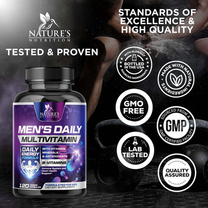 Multivitamin for Men - Once Daily Mens Multivitamins - Comprehensive Multi-Vitamin with Optimal Vitamin Bioavailability - Essential Vitamins A, C, D, E, & Zinc Formula - Bottled in USA - 120 Capsules