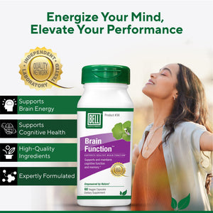 Bell Brain Function Lifestyle, Supports Cognitive Health with Ginkgo, Vitamin B12, Folate - 60 Vegetarian Capsules BellBuy Supplements Australia