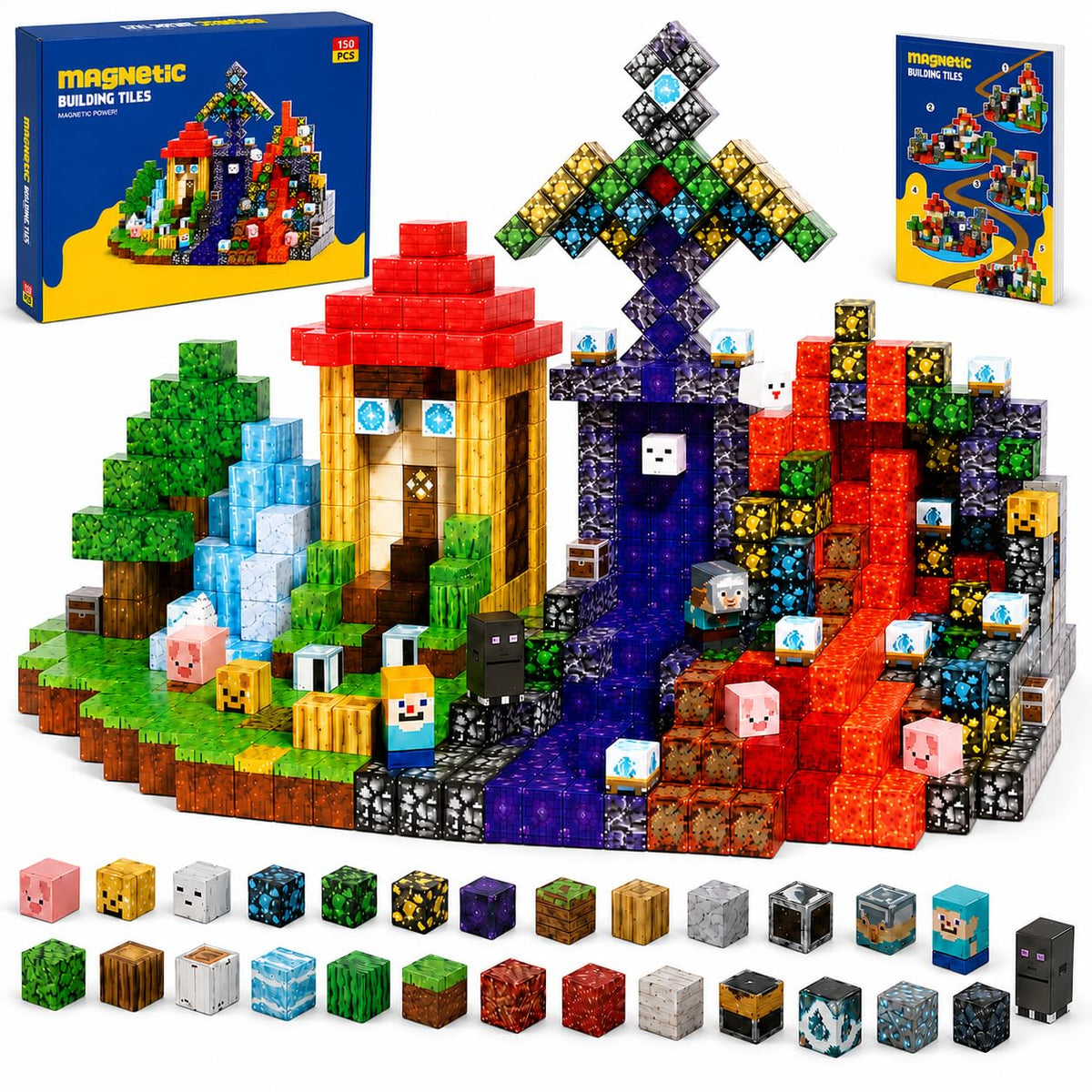 Magnetic Building Blocks 150PCS, 0.8in Stacking Cubes STEM Toy Kids Ages 3+