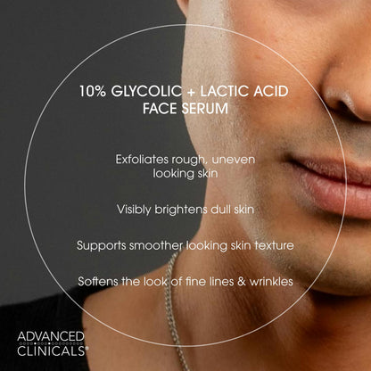 Advanced Clinicals 10% Glycolic Acid Serum – Triple Acid Exfoliant (52ml)