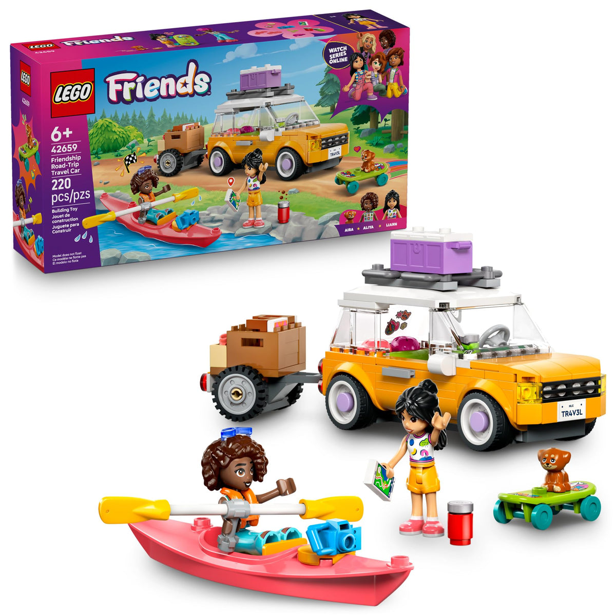 LEGO Friends Friendship Road-Trip Travel Car Toy - Buildable Storytelling Playset with Pretend Play Toys and Puppy Figurine - Fun Birthday Gift Idea for Girls & Boys, Ages 6+ - 42659