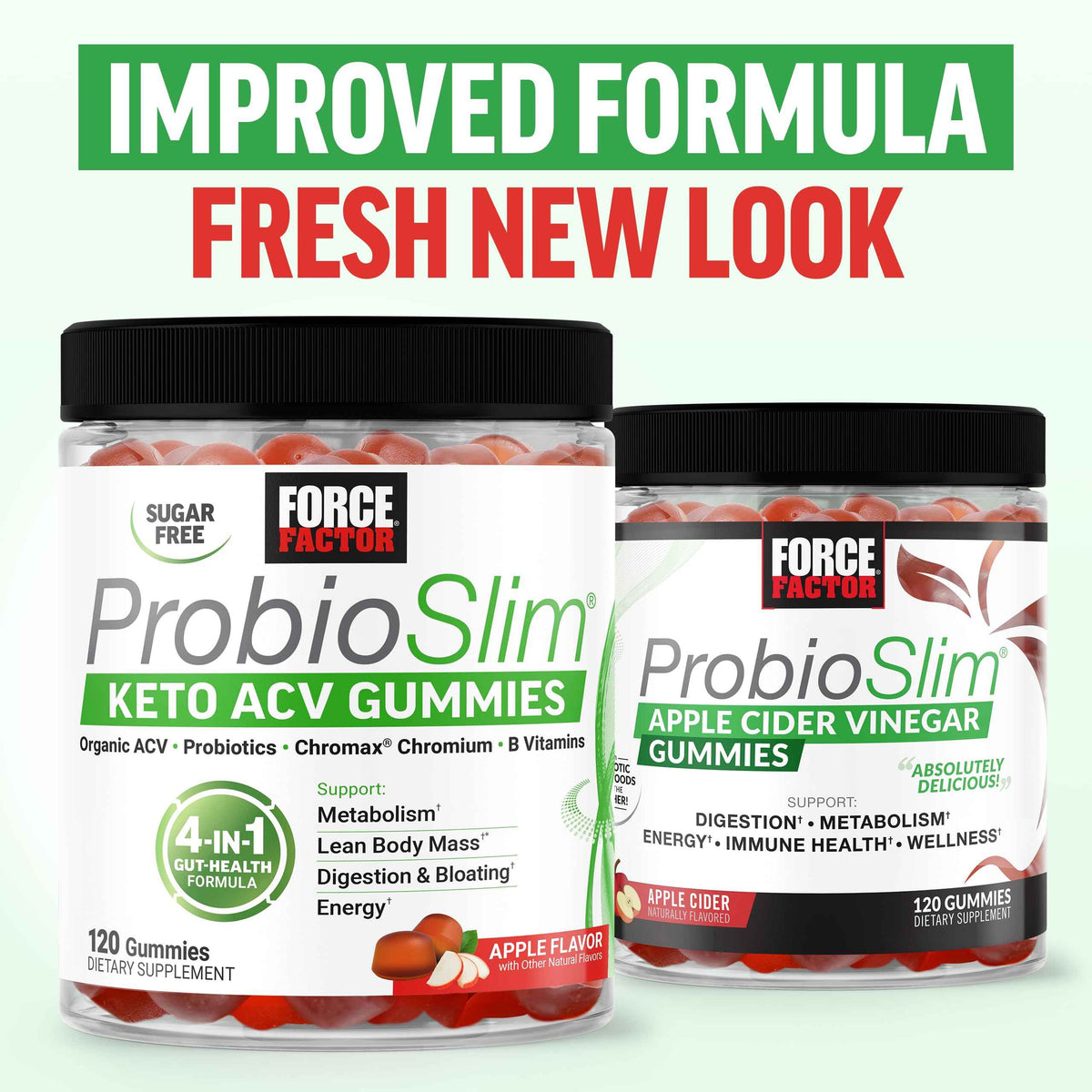 Force Factor ProbioSlim Apple Cider Vinegar Gummies, Keto ACV Gummies with LactoSpore Probiotics & Prebiotics to Support Digestion, Metabolism & Immune Health
