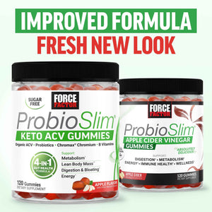 Force Factor ProbioSlim Apple Cider Vinegar Gummies, Keto ACV Gummies with LactoSpore Probiotics & Prebiotics to Support Digestion, Metabolism & Immune Health