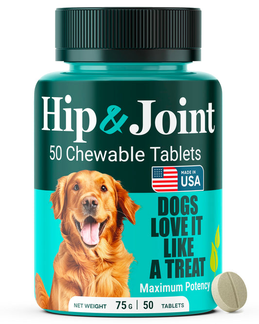 Natureflow Hip & Joint Supplement for Dogs, 300mg Green-Lipped Mussel for Dog Arthritis Pain Relief, Glucosamine, MSM & Chondroitin, Zero Sugar, Large Medium Small Breeds, 50 Chewable Tablets