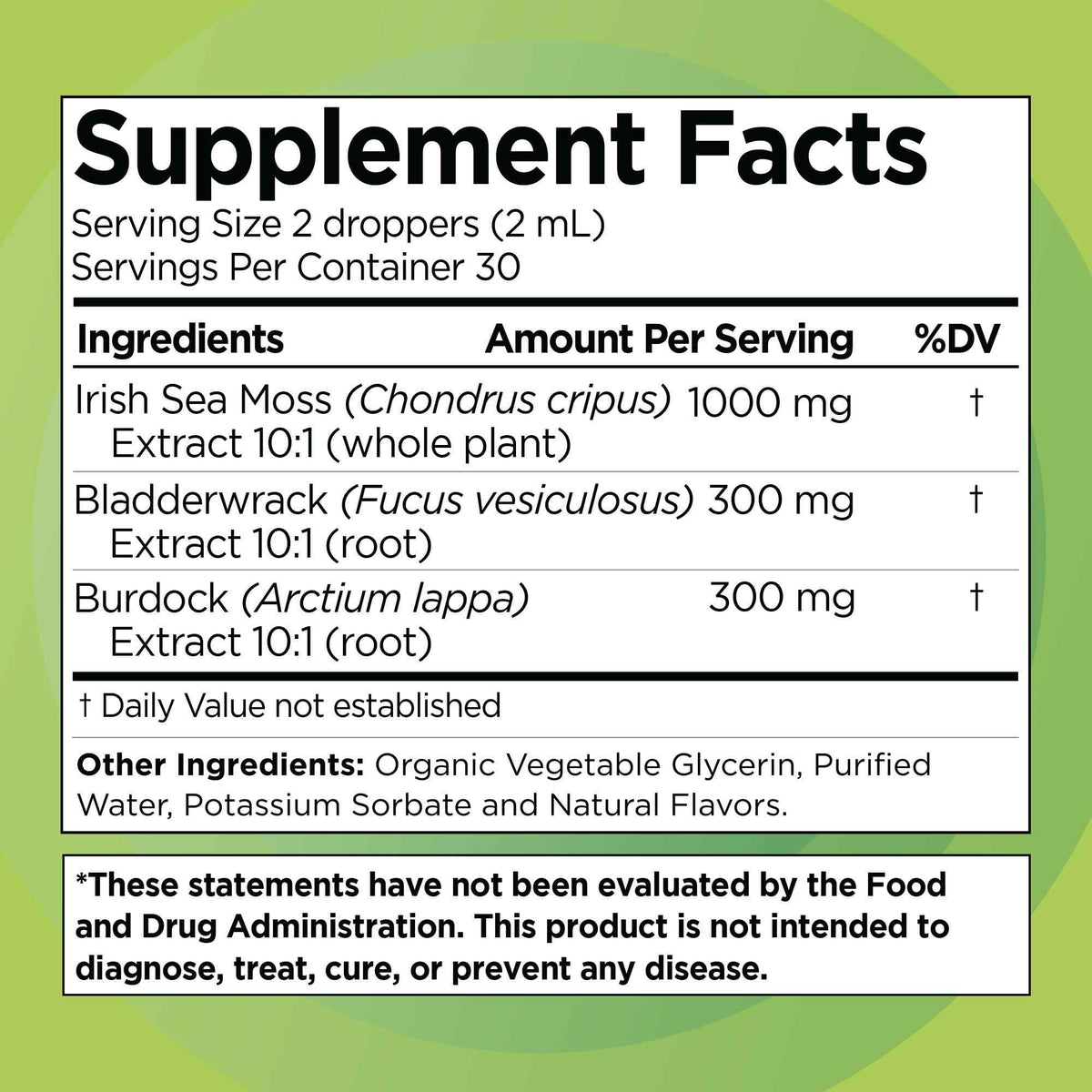 Irish Sea Moss Drops - Citrus Berry Flavor - 92+ Essential Minerals & Vitamins - Energy, Skin, Gut, Recovery - Bladderwrack and Burdock Root - 2 fl. oz