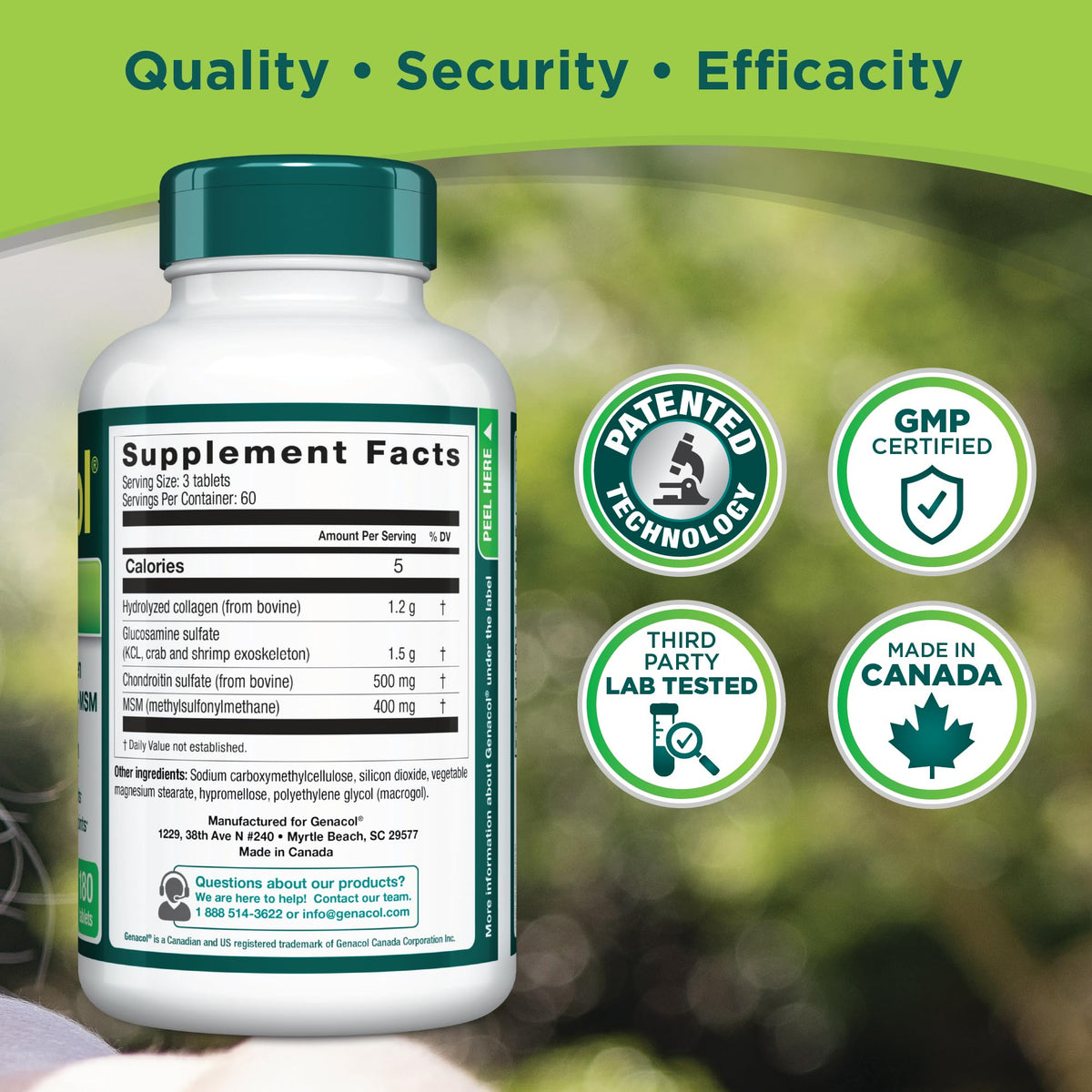 Genacol Optimum – Glucosamine, Chondroitin, MSM & Collagen, 60-Day Supply