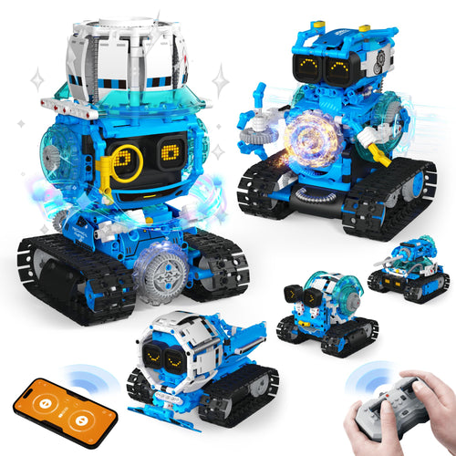 Opmind 5-in-1 STEM RC Robot Building kit, 494Pcs App Coding, Boys Age 8-13