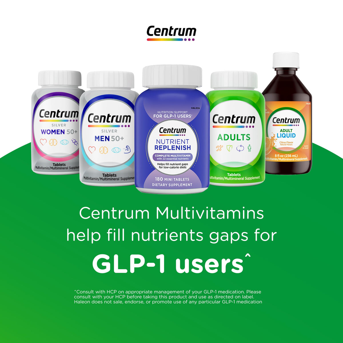 Centrum Multivitamin for Women, Multivitamin/Multimineral Supplement with Iron, Vitamin D3, B Vitamins and Antioxidant Vitamins C and E, Gluten Free, Non-GMO Ingredients - 65 Count
