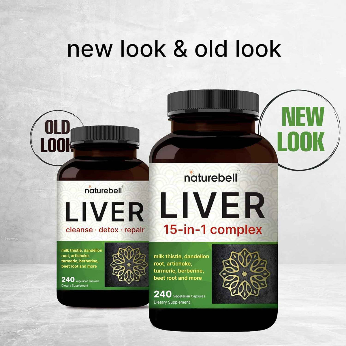 Liver 15-in-1 Complex, 240 Veggie Capsules - Herbal & Mineral Blend - Milk Thistle, Dandelion Root, Artichoke, Black Currant Oil, Turmeric, Chicory, Zinc, Choline, & More - Non-GMO