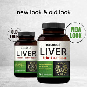 Liver 15-in-1 Complex, 240 Veggie Capsules - Herbal & Mineral Blend - Milk Thistle, Dandelion Root, Artichoke, Black Currant Oil, Turmeric, Chicory, Zinc, Choline, & More - Non-GMO