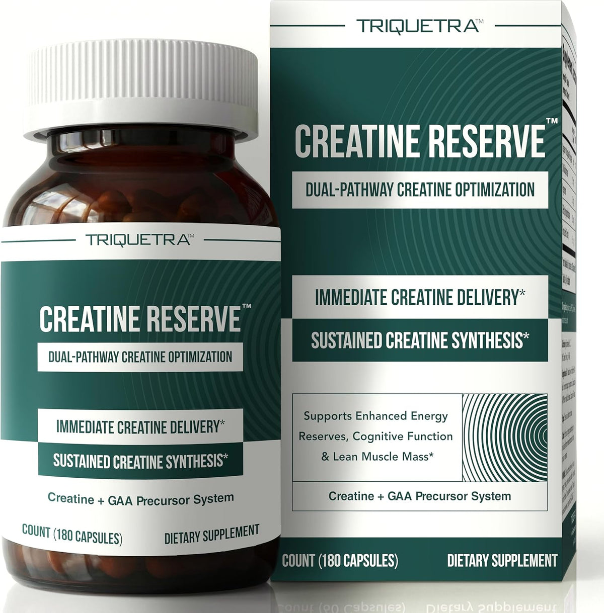 Creatine Reserve - Creatine Monohydrate Plus GAA for Mind, Muscle & Energy Support - Dual Pathway Delivery Creatine Supplement for Women & Men - Active B Vitamins & Taurine, Non-GMO (1 month supply)