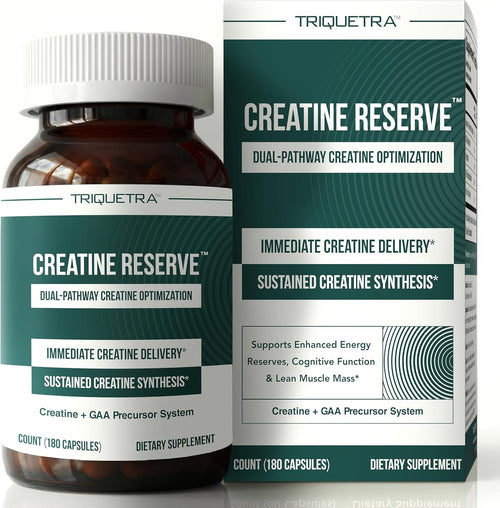 Creatine Reserve - Creatine Monohydrate Plus GAA for Mind, Muscle & Energy Support - Dual Pathway Delivery Creatine Supplement for Women & Men - Active B Vitamins & Taurine, Non-GMO (1 month supply)