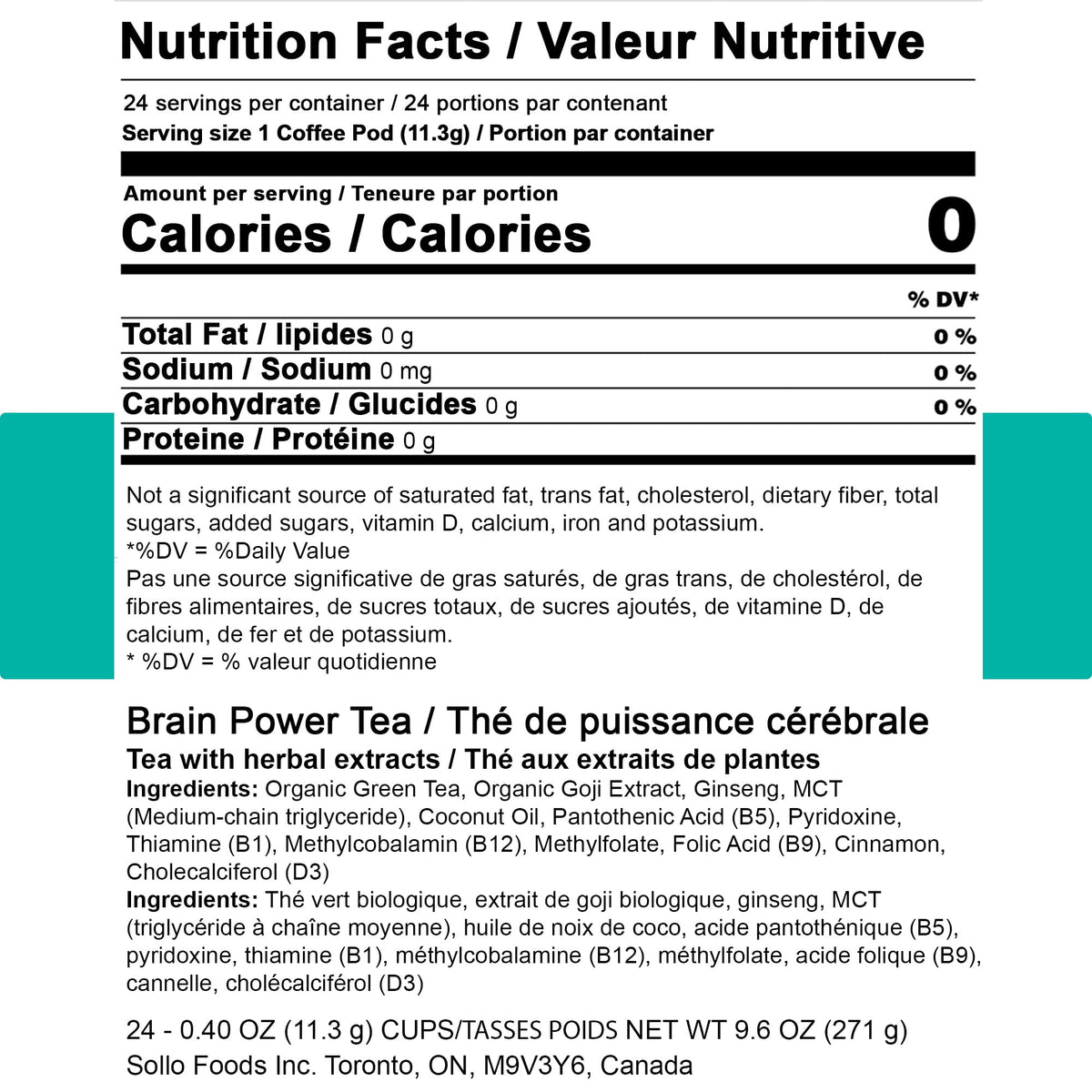 SOLLO Brain Power Organic Green Tea Pods with MCT, Acai & Essential nutrition, Nootropic Brain Booster- Improves Memory & Focus Compatible with 2.0 K-Cup Keurig Brewers, 24 Ct