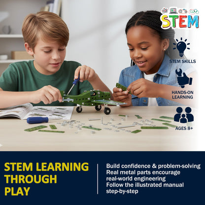 Metal Model Airplane Building Toys for Kids, DIY STEM Construction Kits