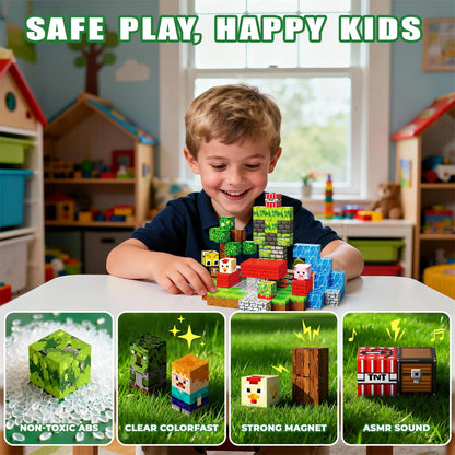 SSAWER Magnetic Blocks Toys for Kids, 100PCS 0.8in Magnetic Building Blocks, Magnetic Cubes, Sensory Stacking Toys for STEM Constructions Magnet Blocks for Boys Girls Age 4 5 6 7 8-12 Birthday Gifts