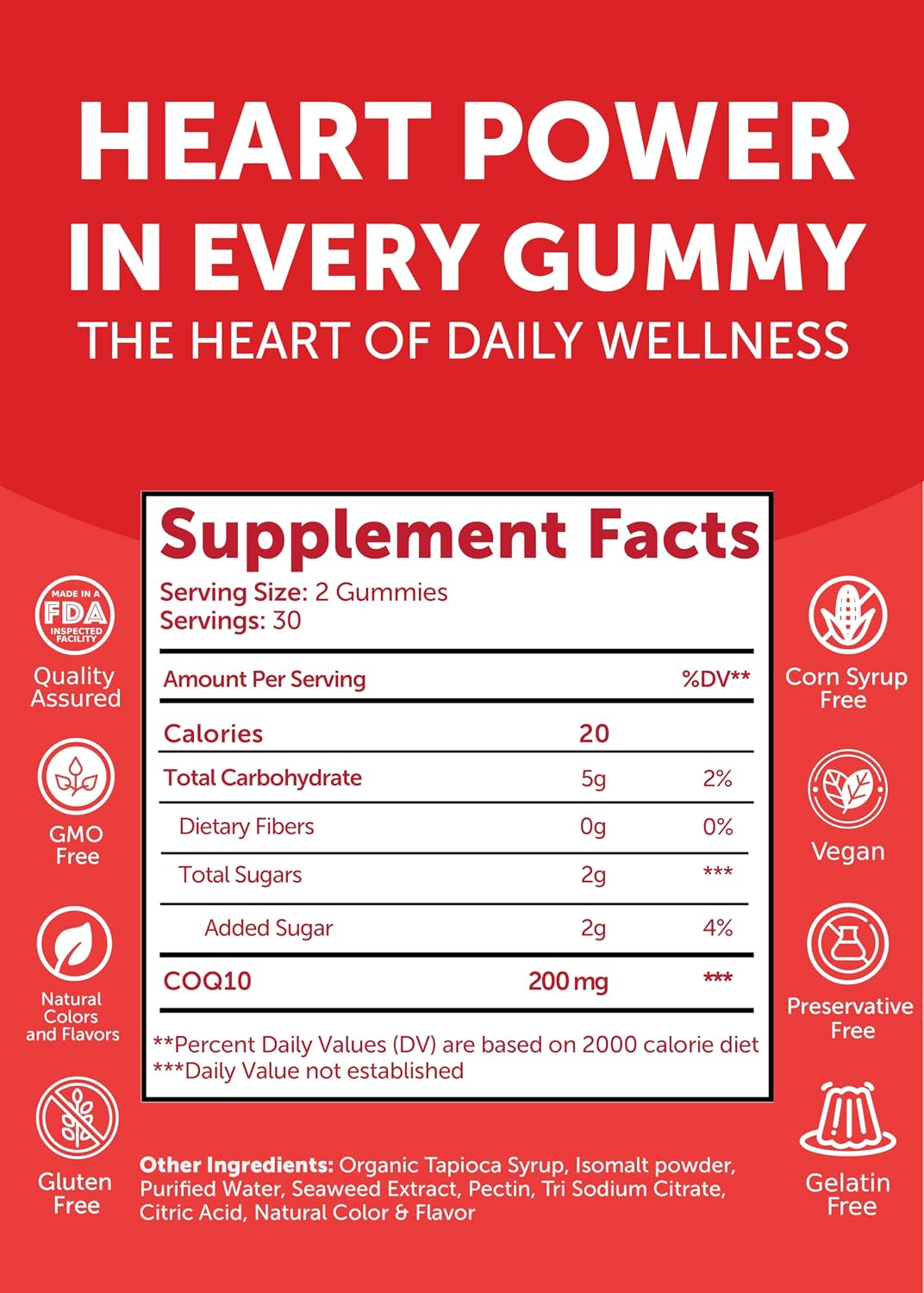 Lunakai USA Made CoQ10 Gummies for Adults - 200mg High Potency Coenzyme Q10 Supplement for Daily Heart, Energy & Antioxidant Support for Women & Men, Non-GMO, 60ct