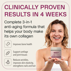 FORTIBONE Collagen - 3 Clinically-Supported Bioactive Collagen Peptides with FORTIBONE, FORTIGEL, VERISOL Unflavored Collagen for Women - Reduce Wrinkles