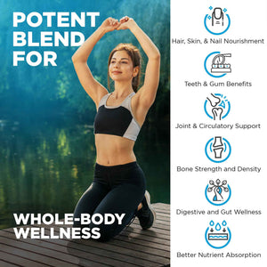 Nutrivein Premium Multi Collagen Pills 2250 mg - 180 Easy-to-Swallow Collagen Capsules: Type I, II, III, V, X Hydrolyzed Protein Peptides for Women and Men