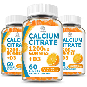 (3 Pack) Calcium Citrate 1200 mg Gummies with Vitamin D3, High Absorption Calcium Supplements for Women & Men, Sugar Free, Non-GMO, Gluten Free