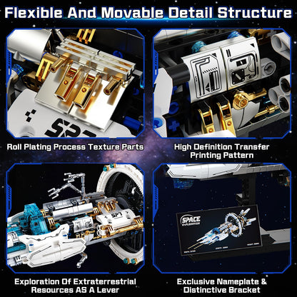 Spaceship Building Set for kids, Space Building Blocks with Light & Motor