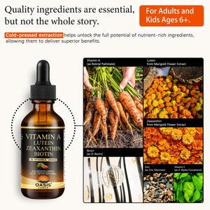 OASIS FORCE 6 in 1 Vitamin A Liquid Drops with Lutein & Zeaxanthin, Vita A Retinyl Palmitate for Skin, Vision & Immune Support, Adults & Kids Ages 6+, Vegan, Non-GMO, 2 Fl Oz OASIS FORCEBuy Supplements Australia